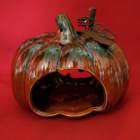 Halloween Pumpkin Jack O Lantern Ceramic Tealight Votive Candle Holder - Picture 3 of 12